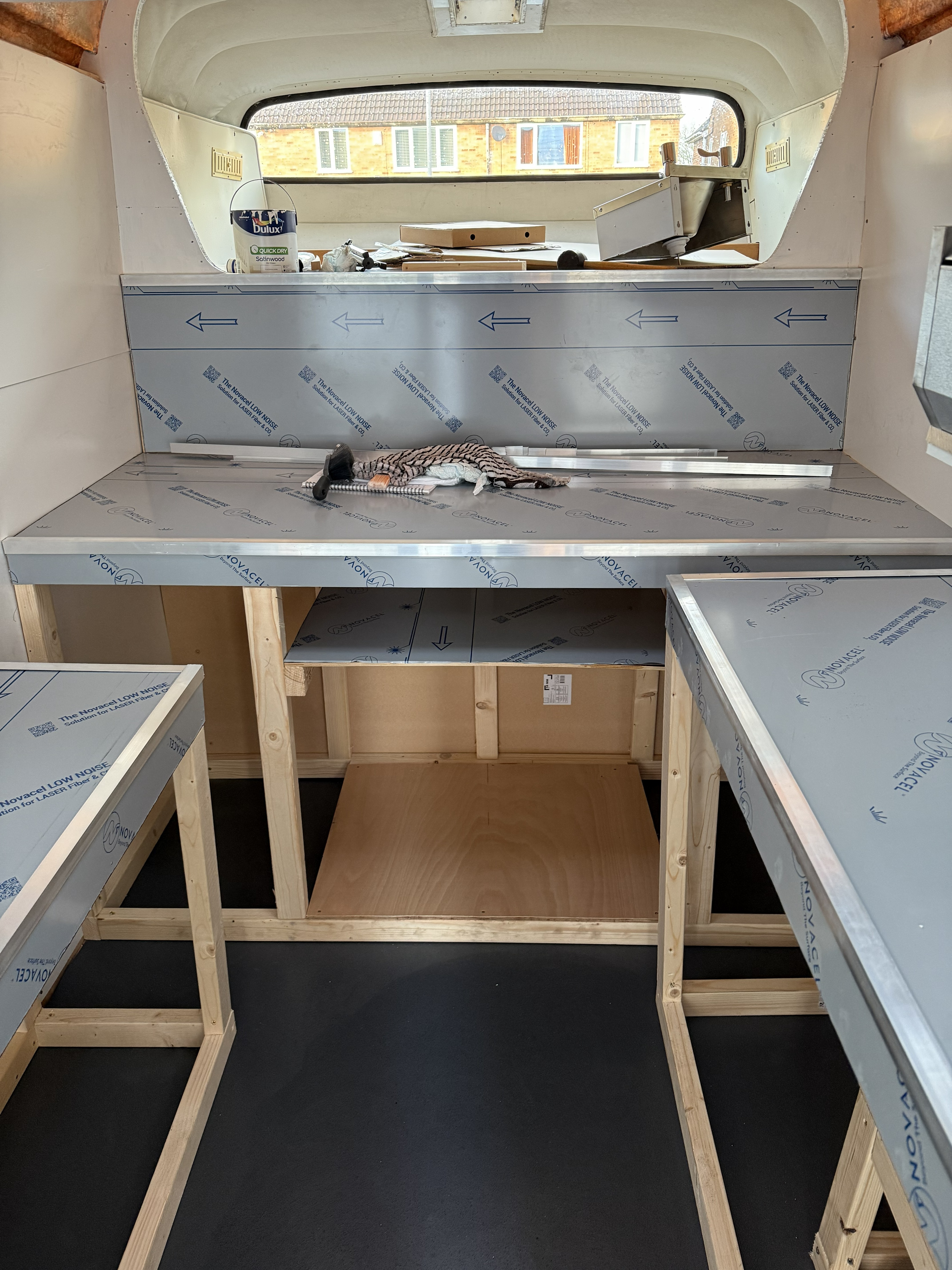 Stainless steel worktop installation inside Betty